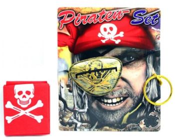 LPLI2200 - Piratenpakket met ooglapje; oorbel en bandana