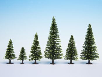 NOC26925 - Kavel van 10 lichtgroene kerstbomen 5 t/m 14 cm hoog