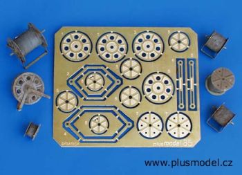 PLS085 - 6 miniatuur haspels voor kabel in kit om te monteren en te schilderen