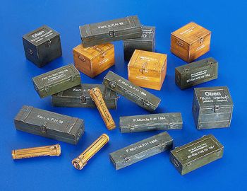 PLS4021 - Miniatuur Duitse militaire kisten voor overschilderbare diorama-emblemen meegeleverd