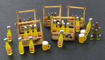 PLS422 - kratten met frisdrankflessen en miniatuurglazen om te monteren en voorzien van stickers