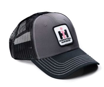 PIH83 - Grijze pet met IH-logo en zwarte mesh achterkant.