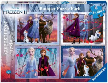 RAV12885 - 4 puzzels 100 stukjes - DE BEVROREN KONINGIN