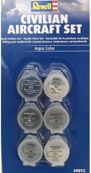 REV39072 - Acrylverfset voor civiele vliegtuigen 6 kleuren pot van 5 ml