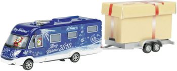 SCH25828 - HYMERMOBIL Kerst 2010 met 2-assige aanhanger en gigantisch kerstcadeau
