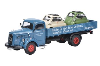 SCH3048 - MERCEDES BENZ L6600 bak met 2 BMW ISETTA auto's