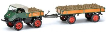 SCH3130 - MERCEDES BENZ UNIMOG U401 met aanhanger en lading aardappelen