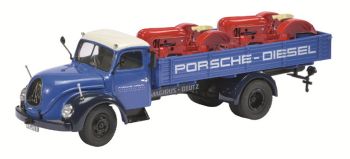 SCH3167 - MAGIRUS S6500 4x2 platte bakwagen met twee PORSCHE dieseltractoren