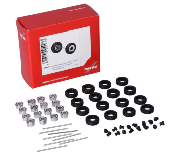 HER054973 - Banden en voorassen in twee delen chroom en zwart - 8 sets