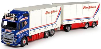 TEK68472 - VOLVO FH04 Globetrotter 6x4 bakwagen met bakwagen en FINN&SON NIELSEN bestelwagen