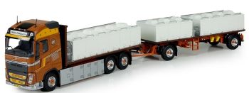 TEK72859 - VOLVO FH04 Globetrotter carrier 6x2 met dieplader 2 Assen vistransport FREIA FORELLEN