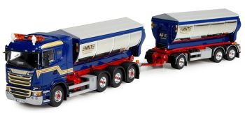 TEK73149 - SCANIA R13 drop-off kipper en Hasse Nilsson transporttrailer