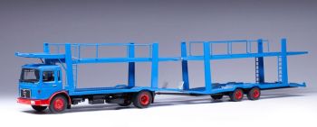 IXOTTRX034 - MAN 4x2 autotransporter met aanhanger 2 assen 1970 blauw