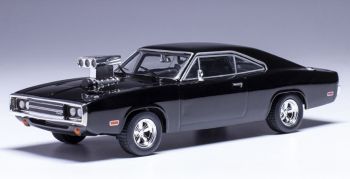 IXO-U43RDC007 - 1970 DODGE Charger Zwart met uitgaande motor - USA EDITIE