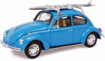 WEL22436SB-W - VOLKSWAGEN Kever 1959 blauw met surfplank
