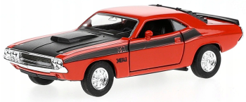 WELDO49720W - DODGE Challenger T/A 1970 donker oranje zwart motorkap frictiemodel