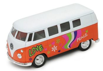 WEL701229BO - VOLKSWAGEN minibus wit oranje 1962 peace and love
