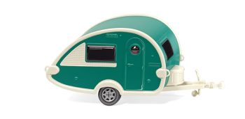 WIK009238 - Parelgroene en witte caravan