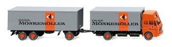 WIK045901 - MERCEDES 1638 hoge cabine 4x2 drager met MÖNKEMÖLLER aanhanger